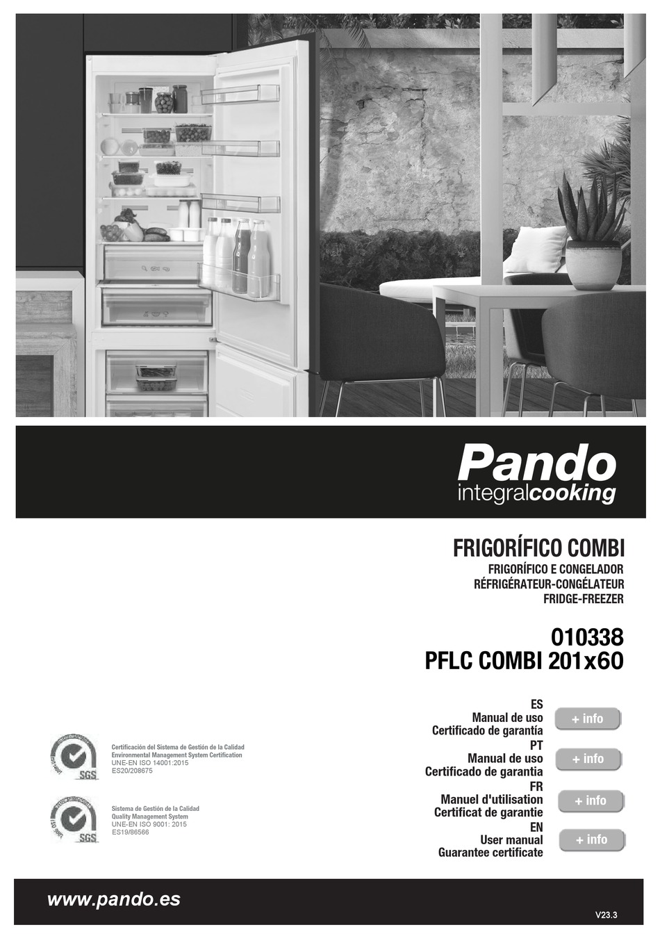 PFLX COMBI Ref. 010339 - Frigorífico COMBI Libre Instalación - Pando