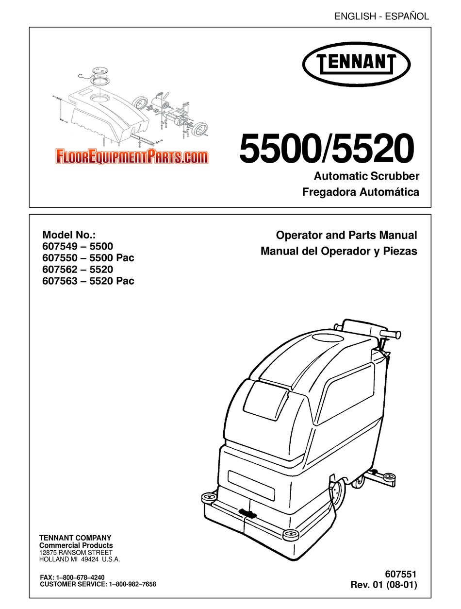 TENNANT 5500 PAC OPERATOR AND PARTS MANUAL Pdf Download ManualsLib