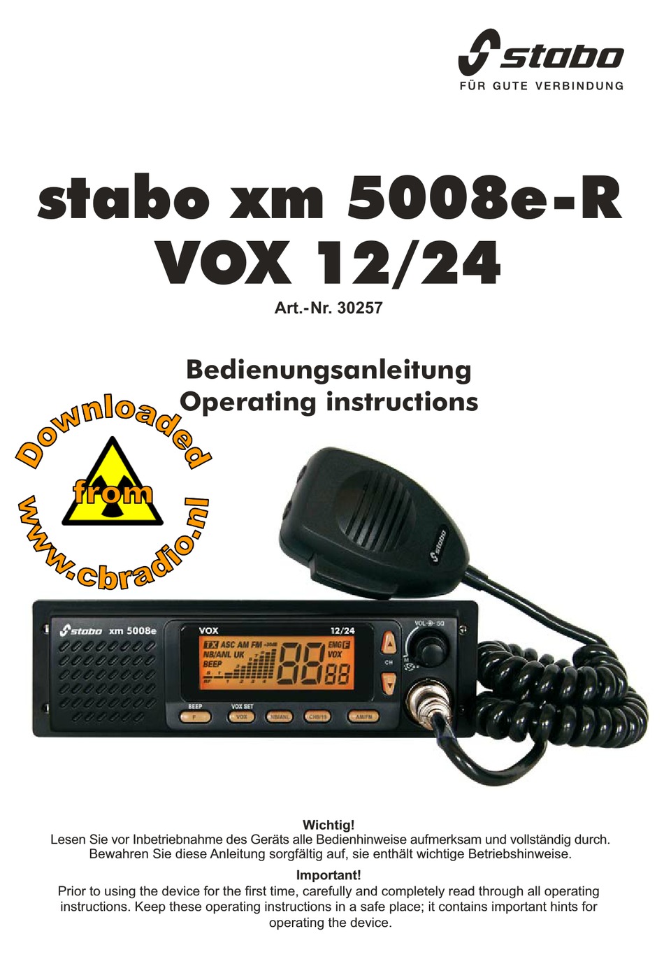 STABO XM 5008E-R VOX 12/24 OPERATING INSTRUCTIONS MANUAL Pdf Download ...