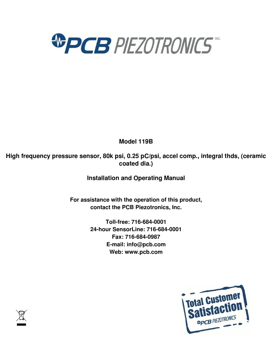 PCB PIEZOTRONICS 119B INSTALLATION AND OPERATING MANUAL Pdf Download ...