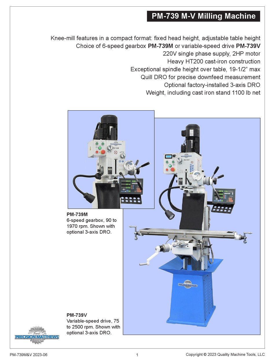 PRECISION MATTHEWS PM739M MANUAL Pdf Download ManualsLib