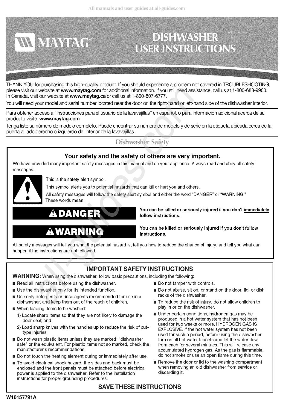 MAYTAG MDB4651AWS USER INSTRUCTIONS Pdf Download ManualsLib