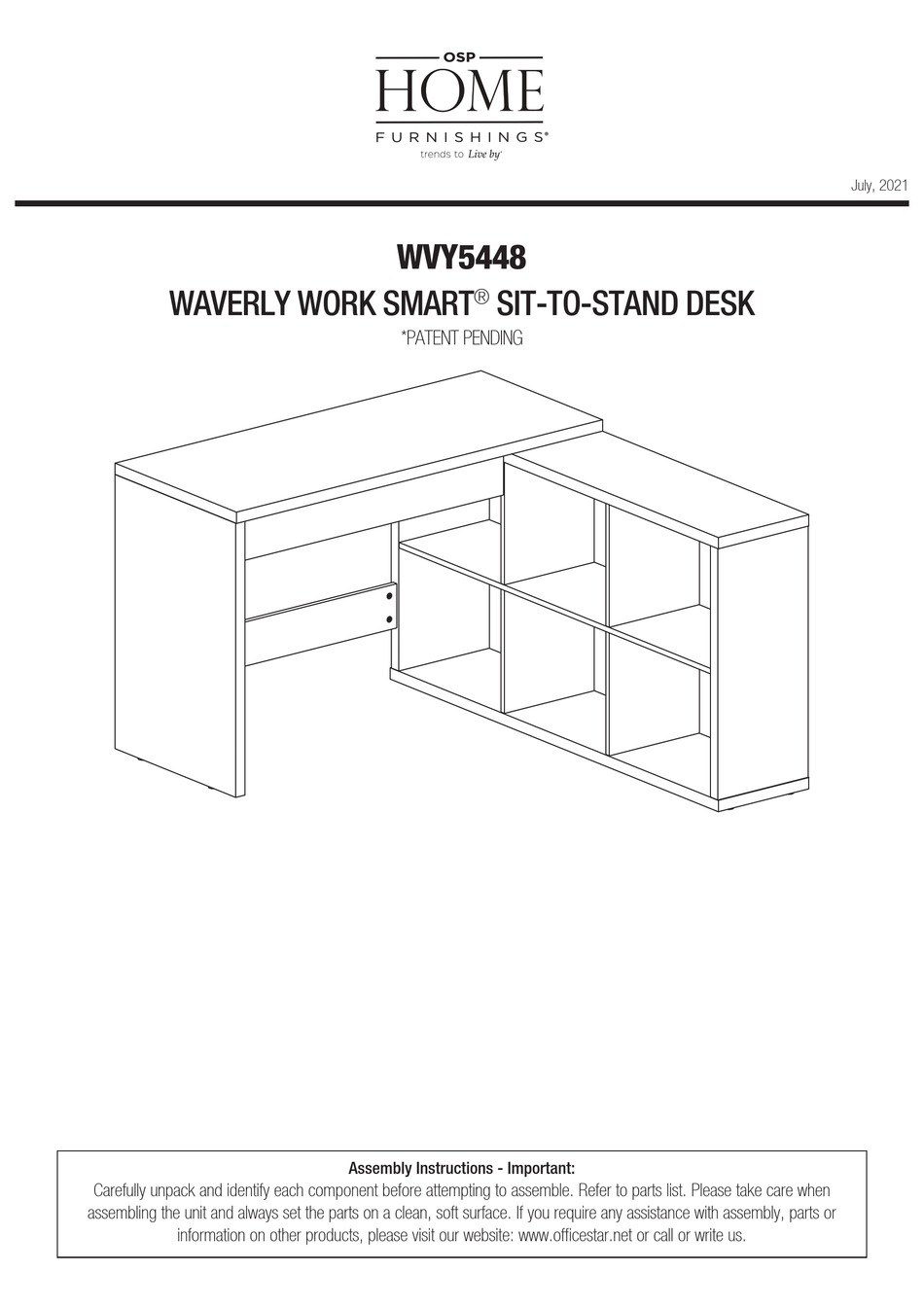 OSP HOME FURNISHINGS WAVERLY WORK SMART WVY5448 MANUAL Pdf Download
