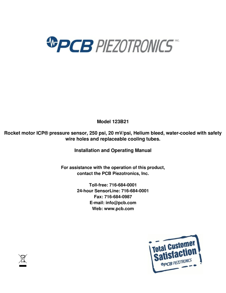 PCB PIEZOTRONICS 123B21 INSTALLATION AND OPERATING MANUAL Pdf Download ...