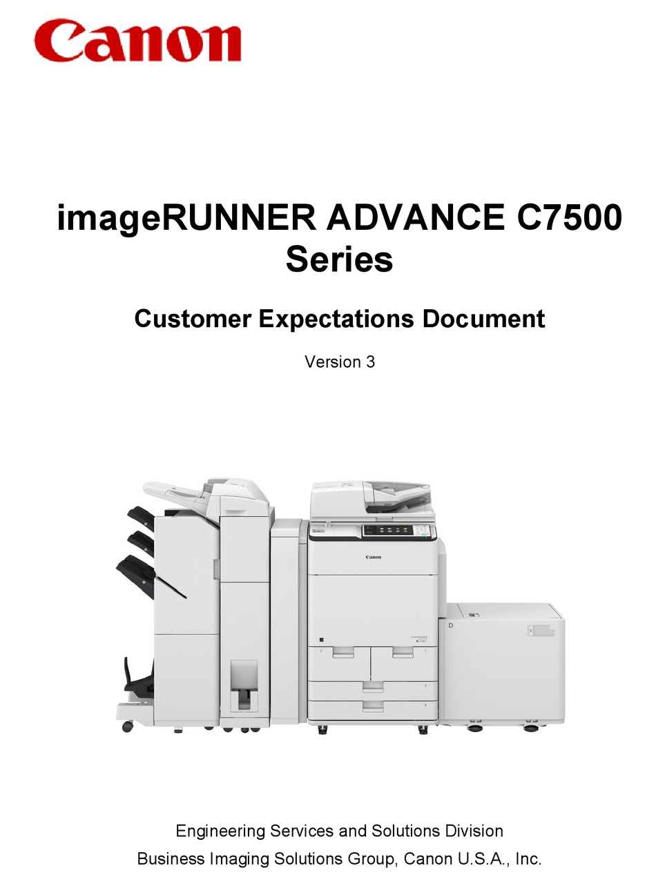 Canon Imagerunner Advance C7500 Series Customer Expectation Document