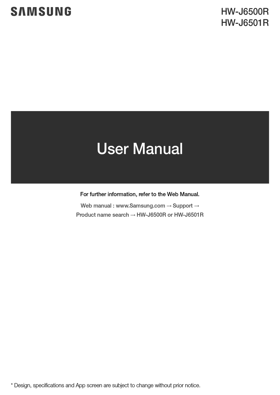 SAMSUNG HW-J6500R USER MANUAL Pdf Download | ManualsLib