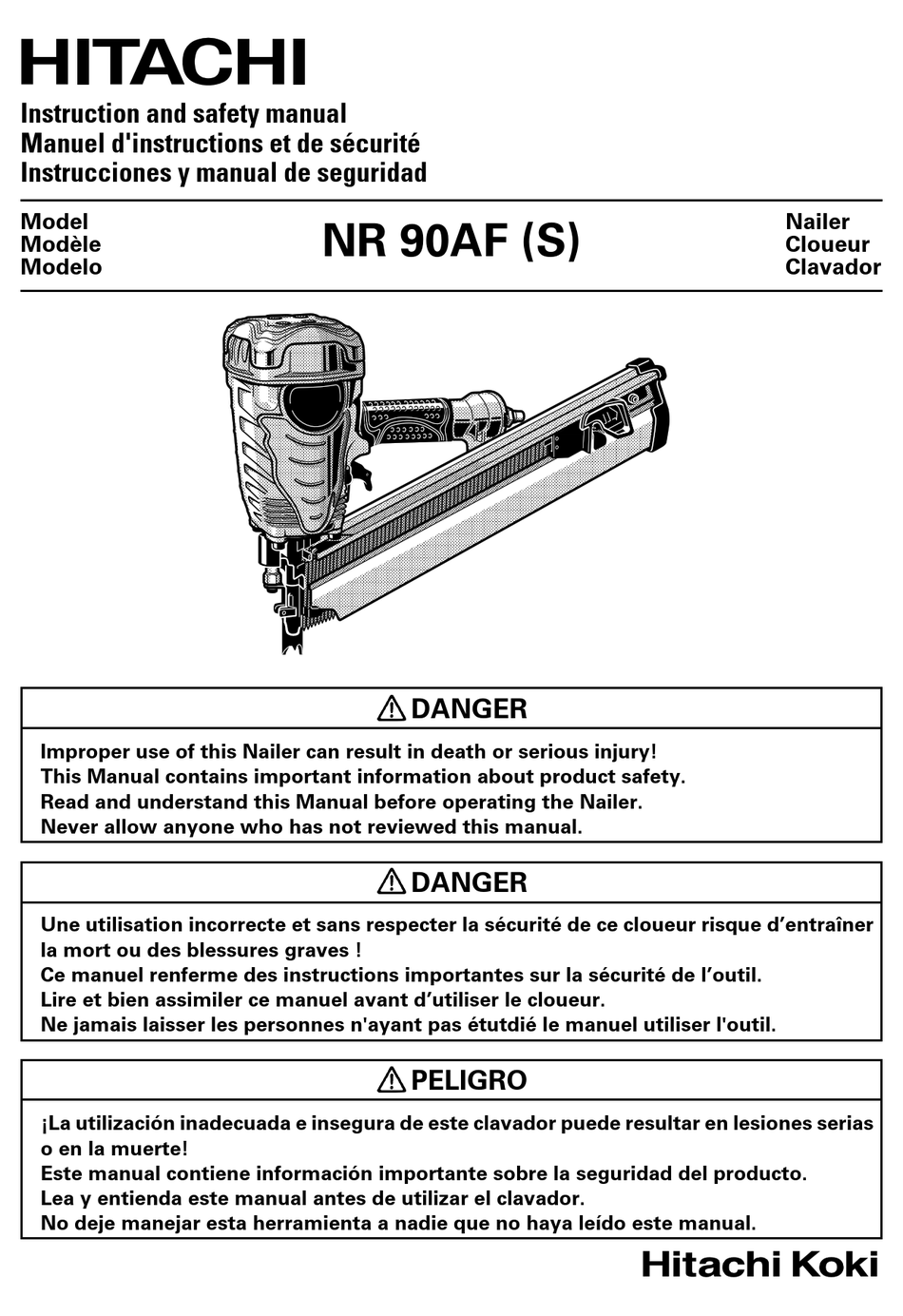 HITACHI NR 90AF INSTRUCTION AND SAFETY MANUAL Pdf Download ManualsLib