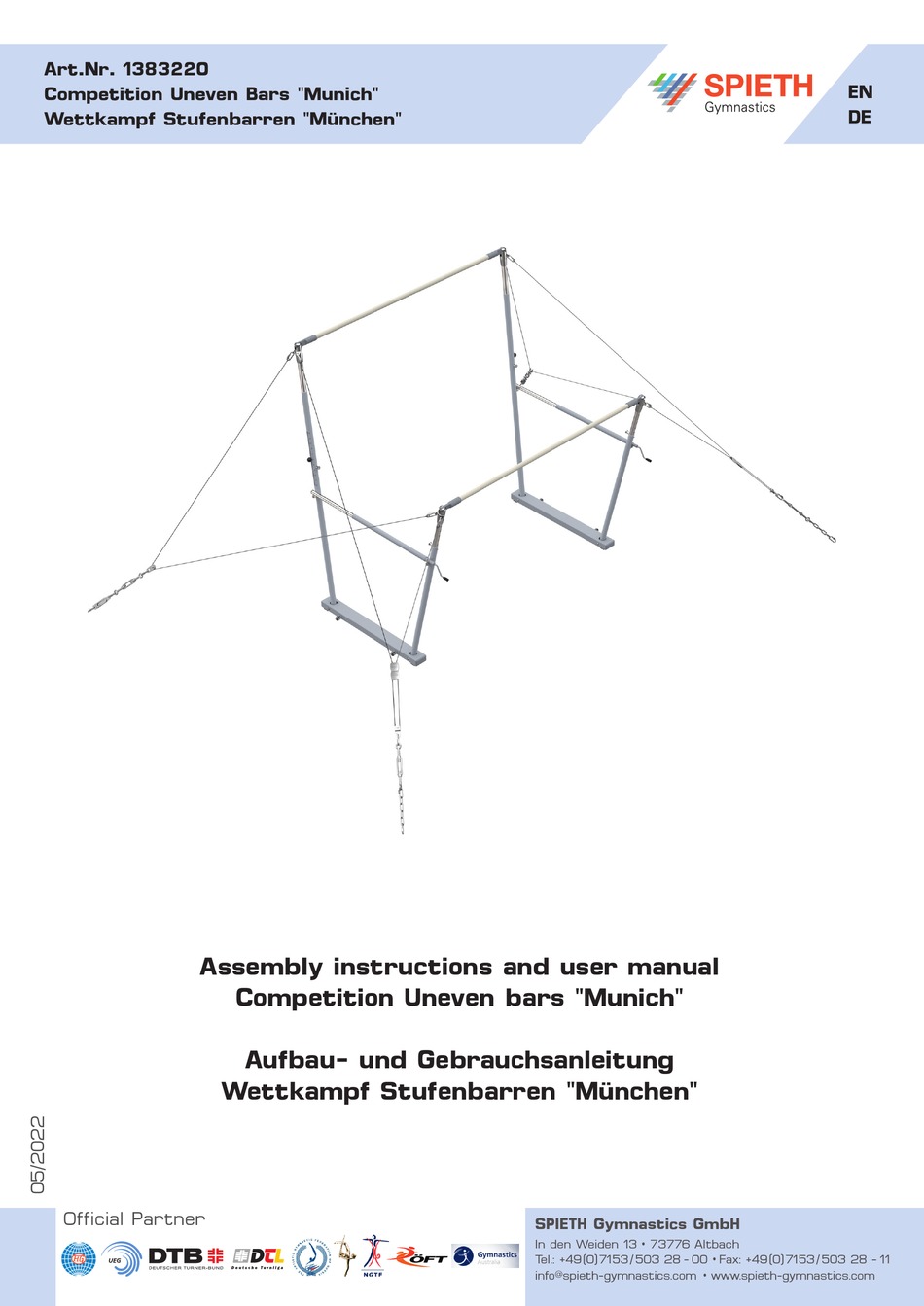 SPIETH GYMNASTICS MUNICH ASSEMBLY INSTRUCTIONS AND USER'S MANUAL Pdf ...