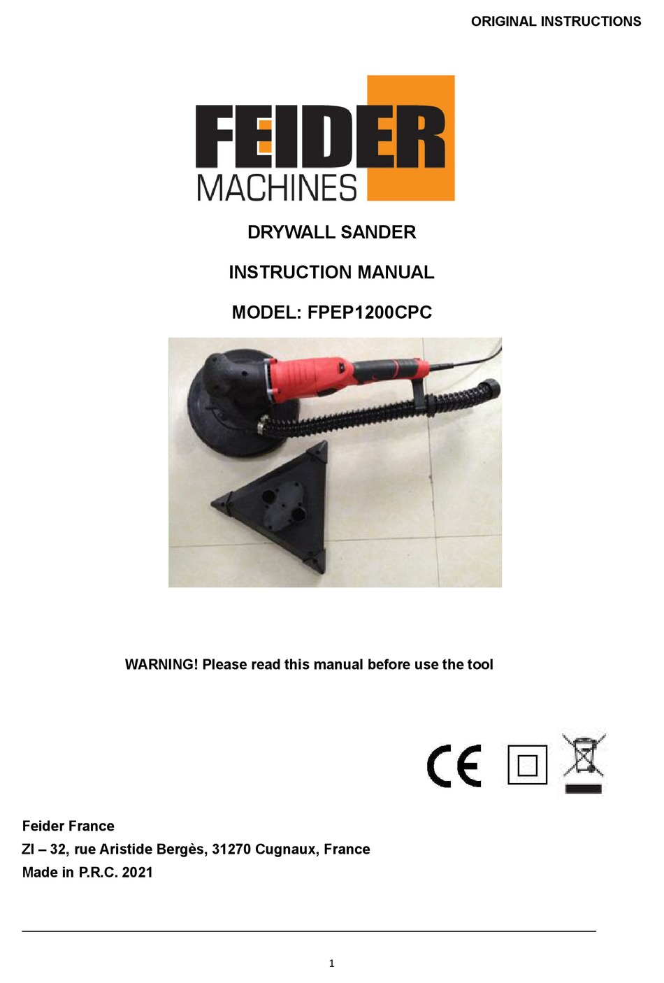 FEIDER MACHINES FPEP1200CPC INSTRUCTION MANUAL Pdf Download | ManualsLib