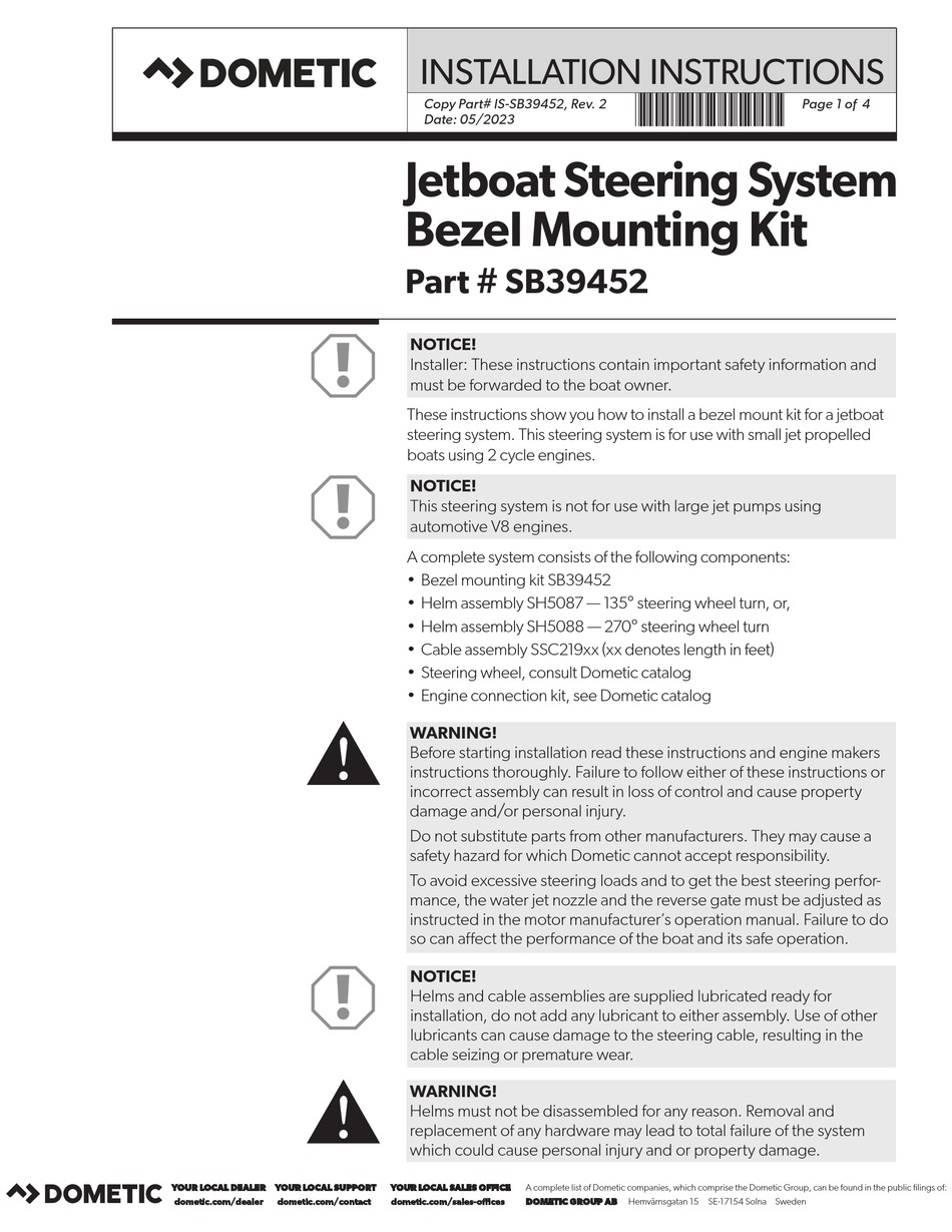 DOMETIC SB39452 INSTALLATION INSTRUCTIONS Pdf Download ManualsLib