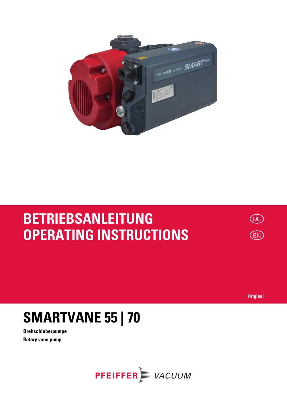 PFEIFFER VACUUM SMARTVANE 55 OPERATING INSTRUCTIONS MANUAL Pdf Download