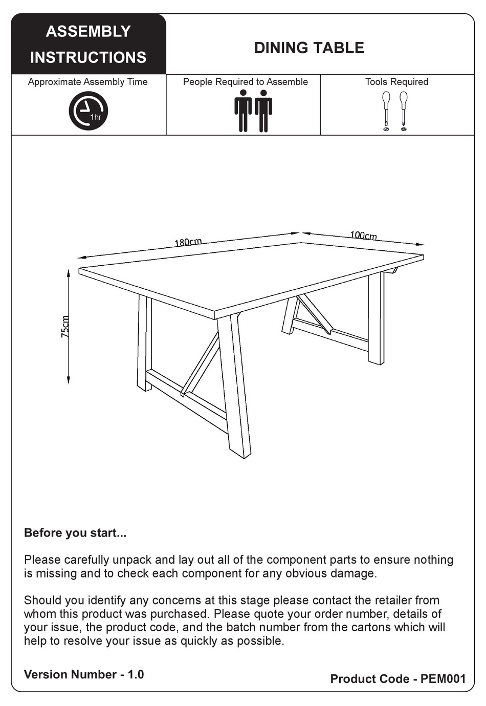 JULIAN BOWEN LIMITED PEM001 ASSEMBLY INSTRUCTIONS MANUAL Pdf Download ManualsLib