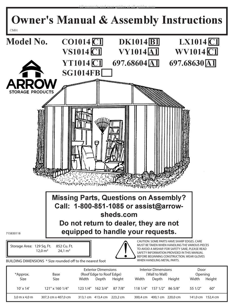 ARROW STORAGE PRODUCTS CO1014 OWNER