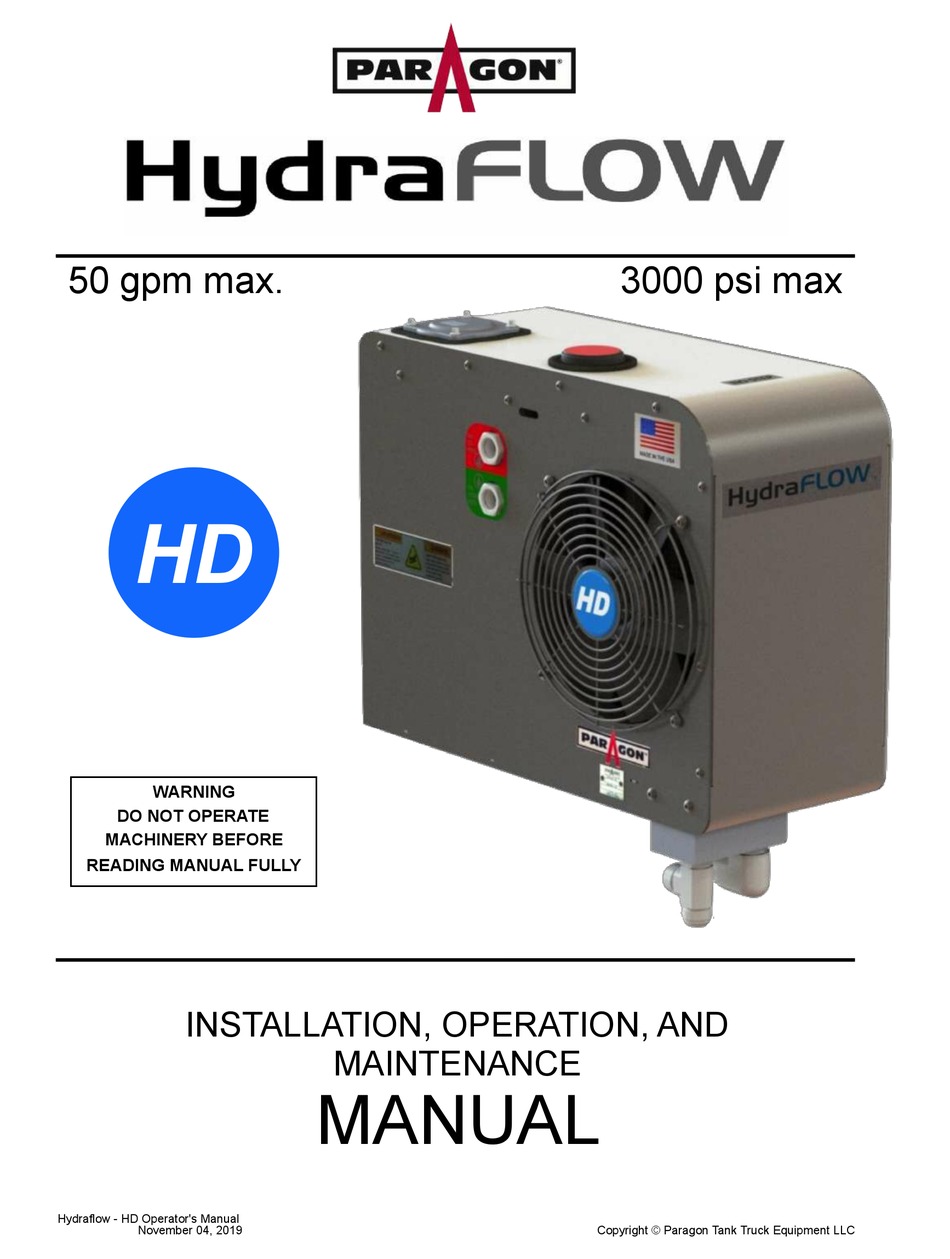 PARAGON HYDRAFLOW INSTALLATION, OPERATION AND MAINTENANCE MANUAL Pdf