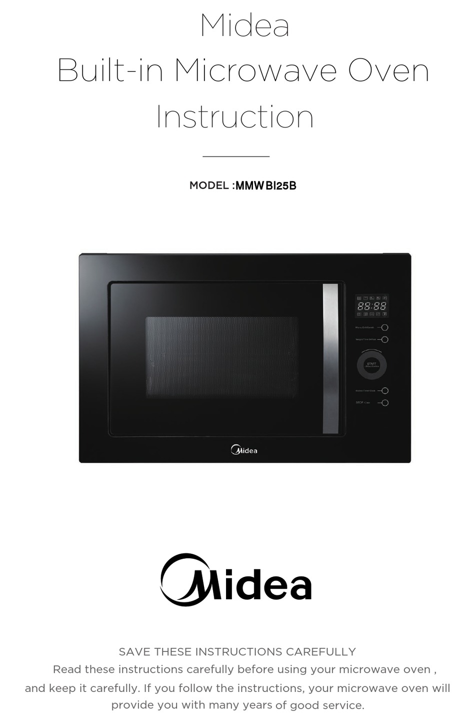 MIDEA MMWBI25B INSTRUCTION MANUAL Pdf Download | ManualsLib