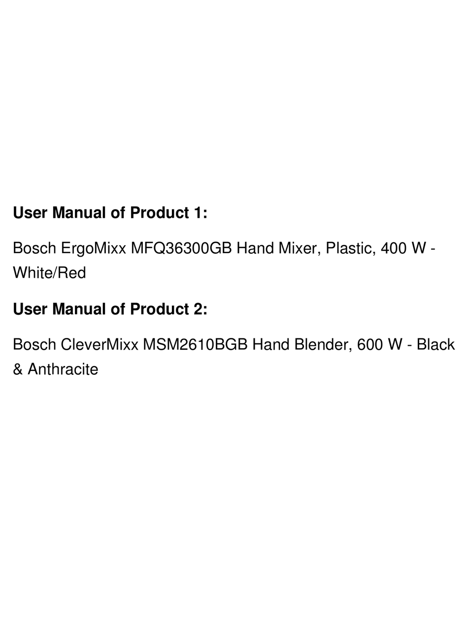 BOSCH MSM2610BGB INSTRUCTION MANUAL Pdf Download ManualsLib