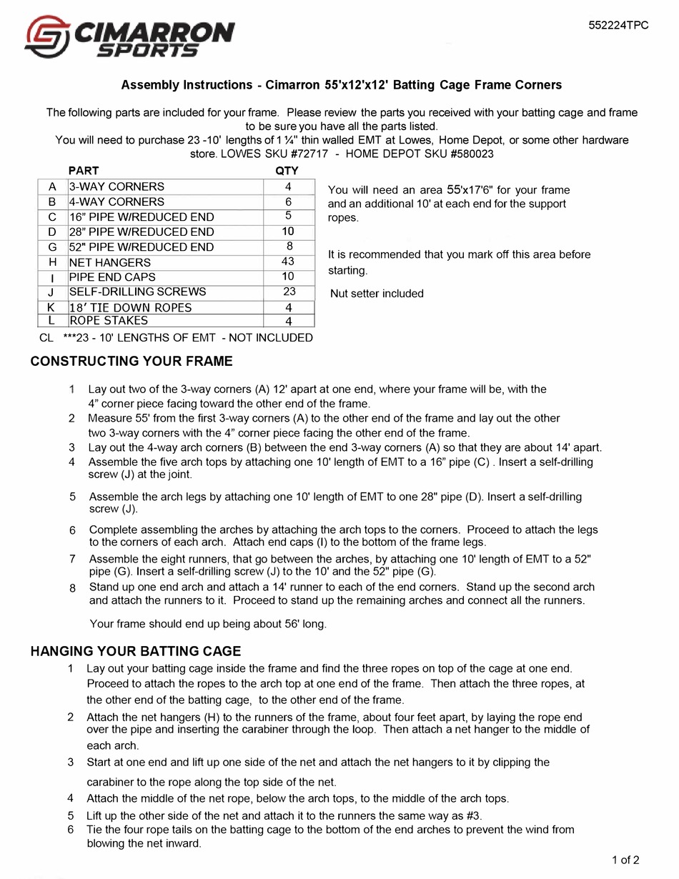 CIMARRON 552224TPC ASSEMBLY INSTRUCTIONS Pdf Download | ManualsLib