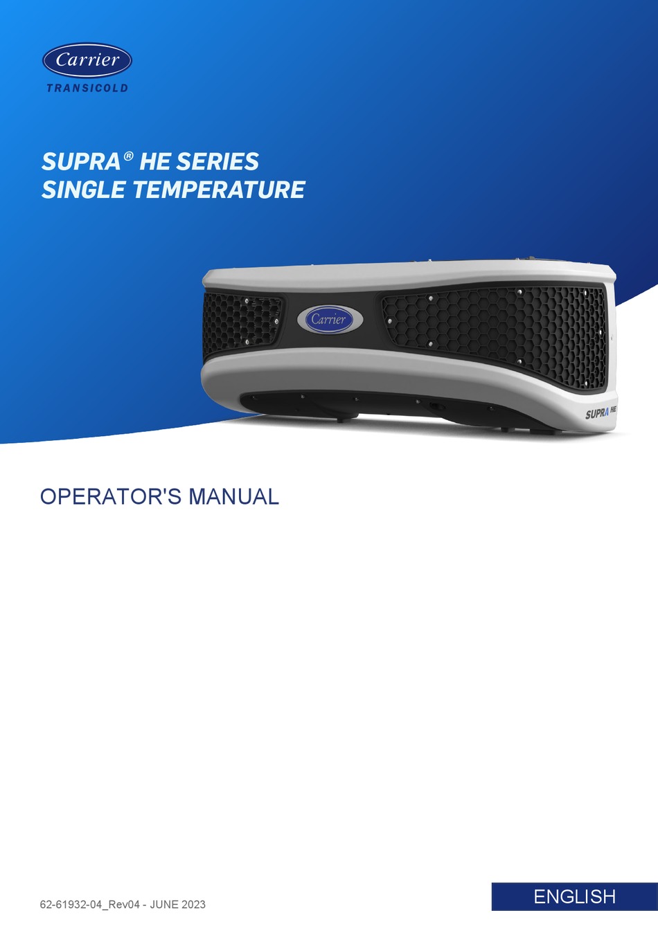 CARRIER SUPRA HE SERIES OPERATOR'S MANUAL Pdf Download ManualsLib