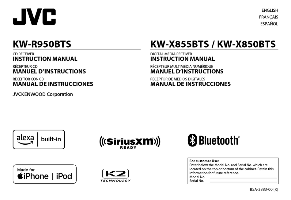 JVC KWX850BTS INSTRUCTION MANUAL Pdf Download ManualsLib