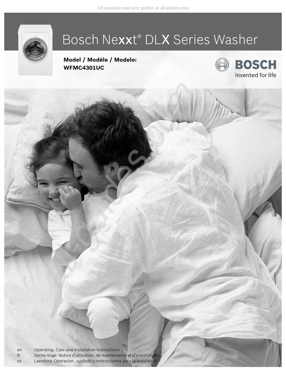 BOSCH NEXXT DLX SERIES OPERATING, CARE AND INSTALLATION INSTRUCTIONS