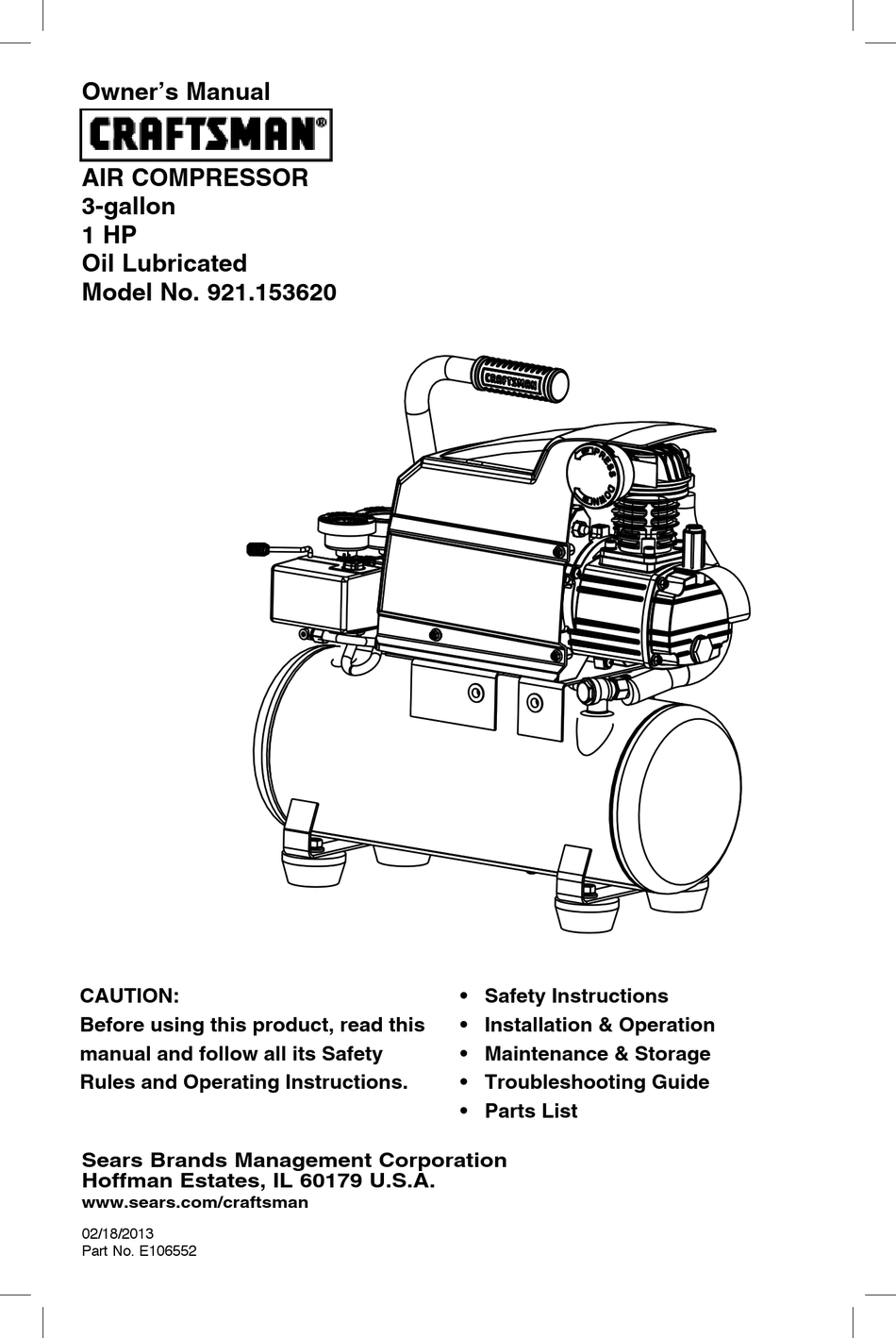 CRAFTSMAN 921.153620 OWNER'S MANUAL Pdf Download | ManualsLib