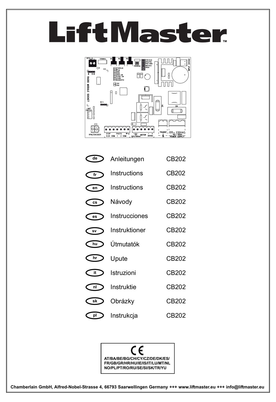 CHAMBERLAIN LIFTMASTER CB202 INSTRUCTIONS MANUAL Pdf Download | ManualsLib