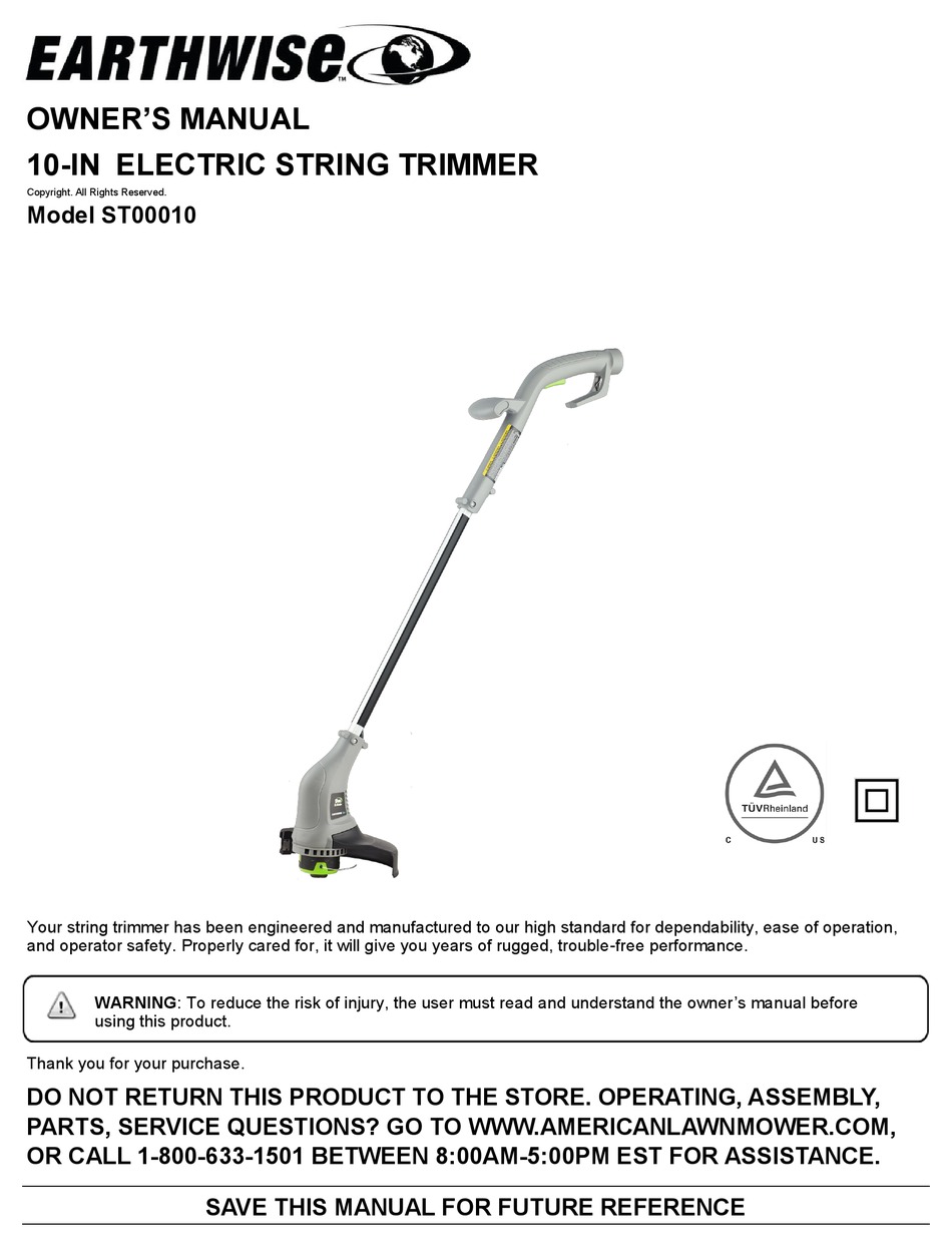 EARTHWISE ST00010 OWNER'S MANUAL Pdf Download ManualsLib