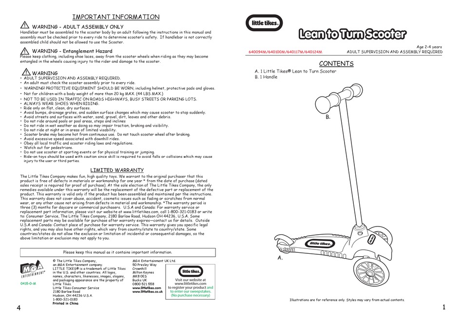 LITTLE TIKES LEARN TO TURN 640094M INSTRUCTION MANUAL Pdf Download