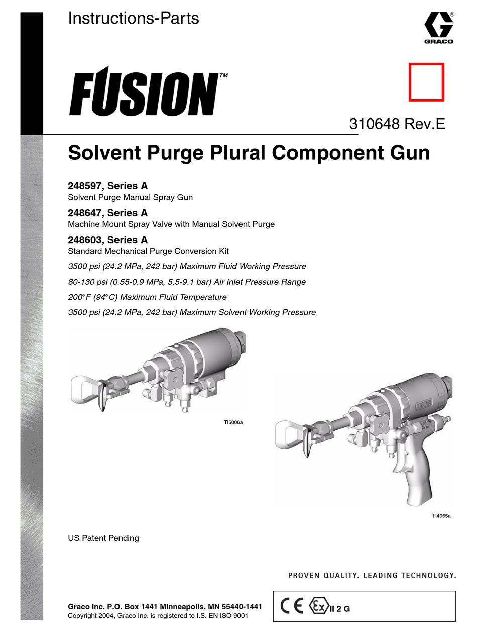 GRACO FUSION 248597 INSTRUCTIONSPARTS LIST MANUAL Pdf Download