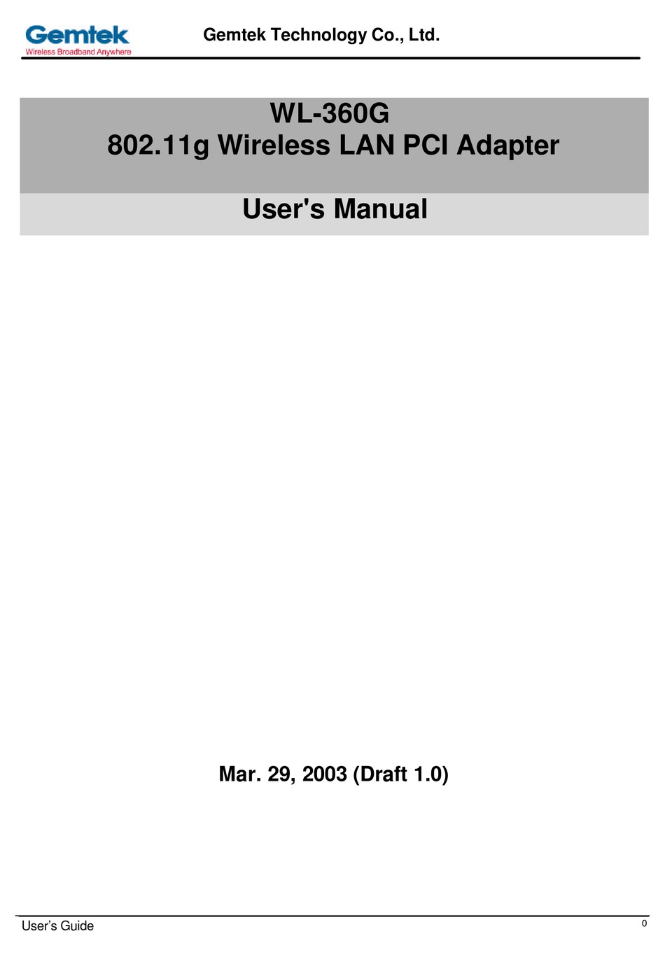 GEMTEK WL360G USER MANUAL Pdf Download ManualsLib