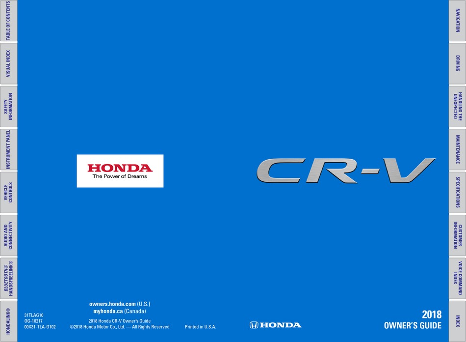 HONDA CRV 2018 OWNER