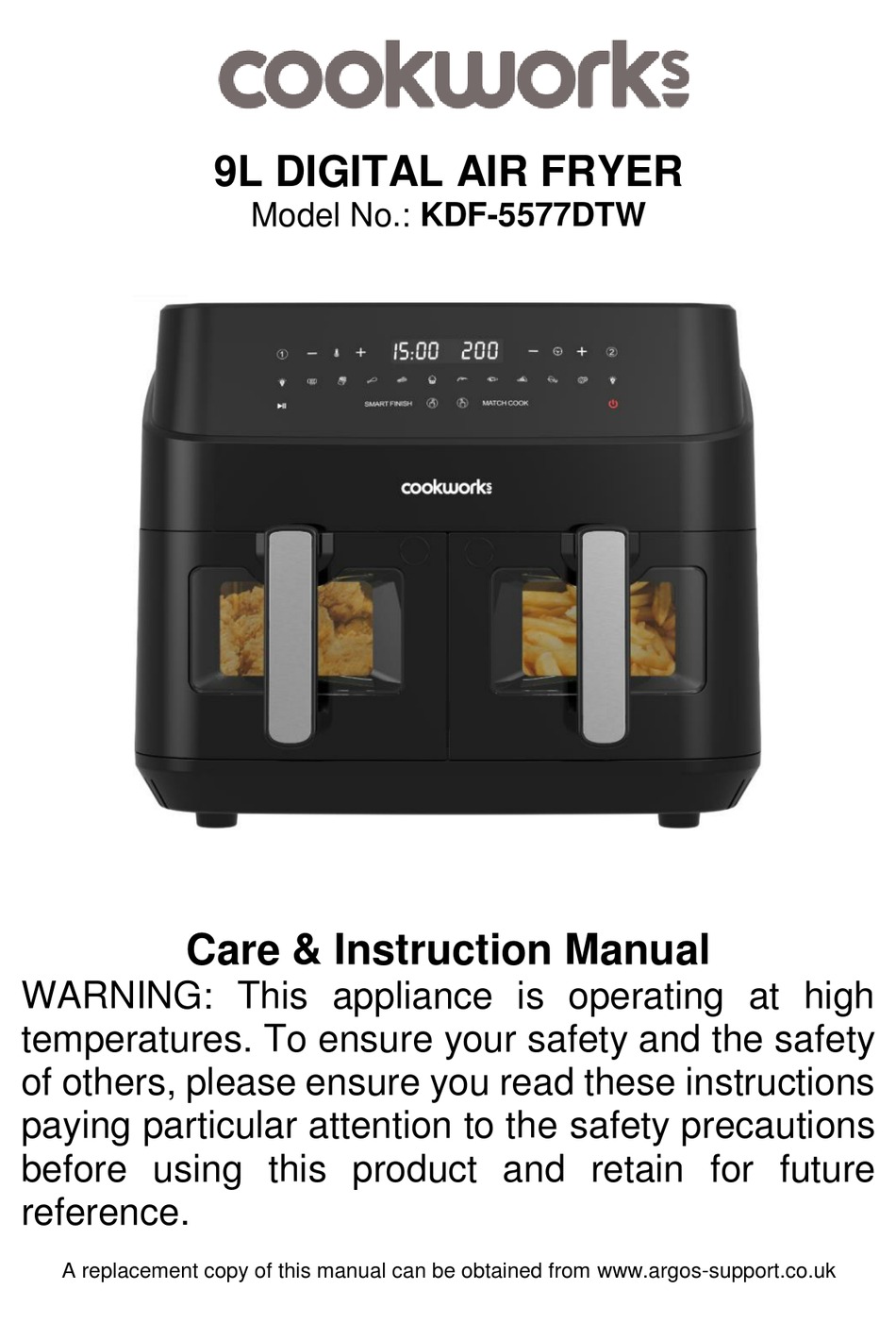 COOKWORKS KDF5577DTW CARE & INSTRUCTION MANUAL Pdf Download ManualsLib