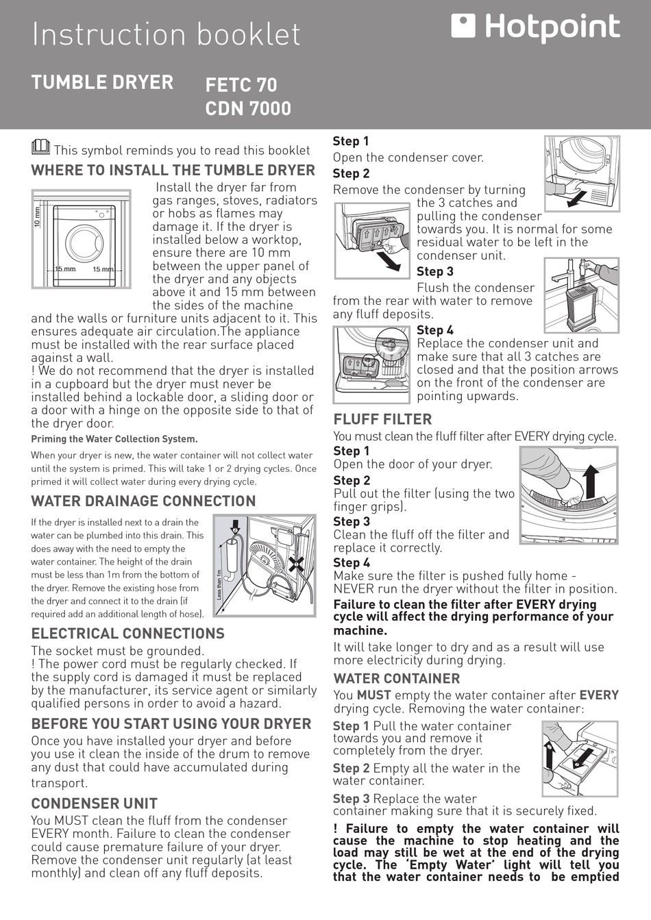 HOTPOINT FETC 70 INSTRUCTION BOOKLET Pdf Download | ManualsLib