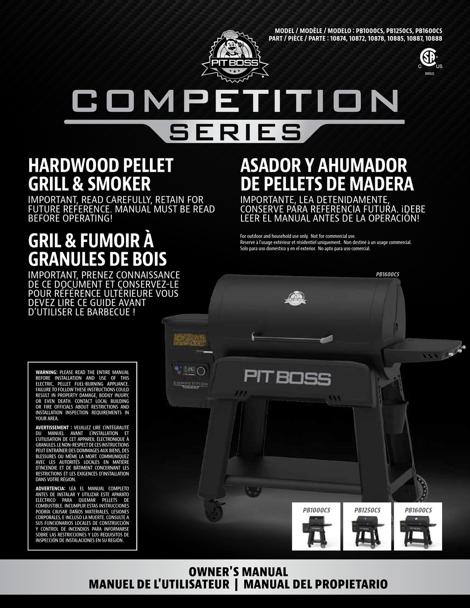 DANSONS GROUP PIT BOSS COMPETITION PB1000CS OWNER