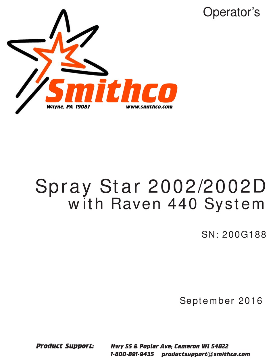 SMITHCO SPRAY STAR 2002 OPERATOR'S MANUAL Pdf Download | ManualsLib