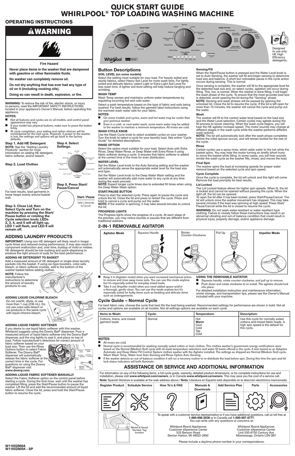 WHIRLPOOL WTW4957PW QUICK START MANUAL Pdf Download ManualsLib