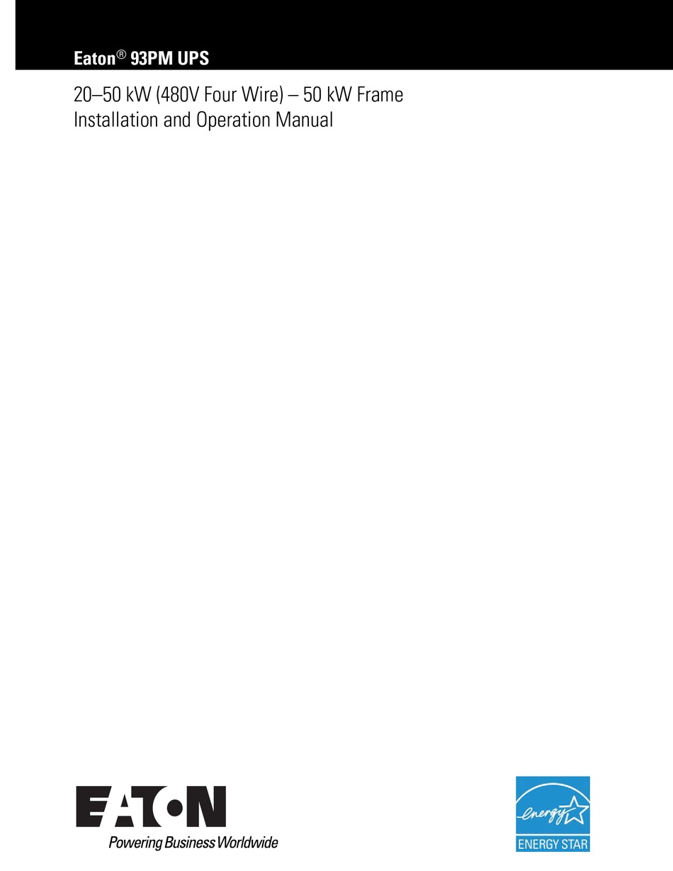 EATON 93PM UPS INSTALLATION AND OPERATION MANUAL Pdf Download | ManualsLib