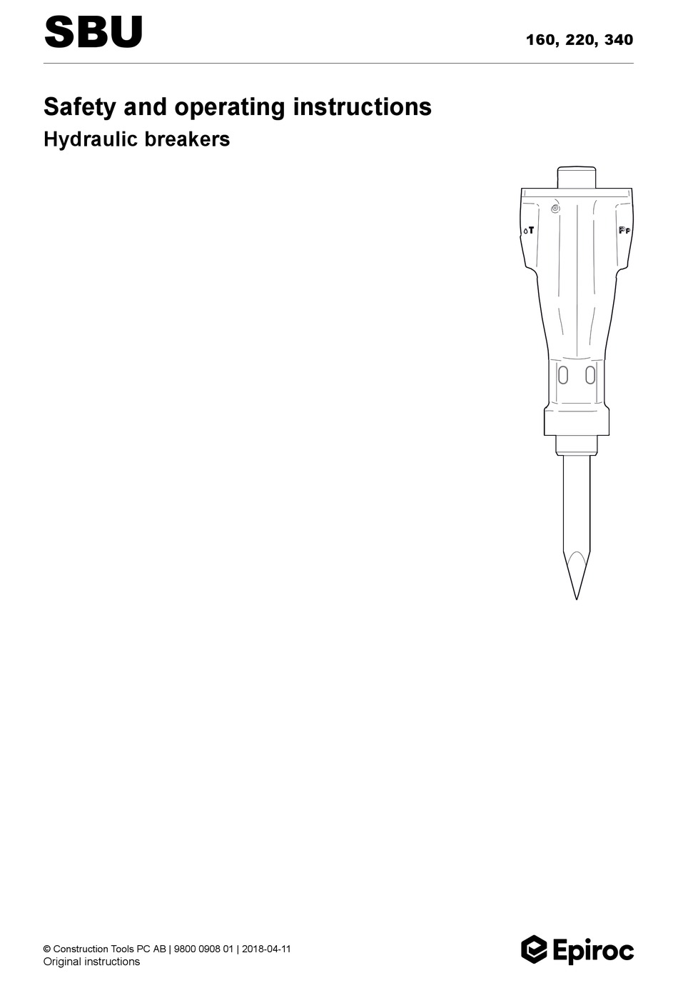 EPIROC SBU 220 SAFETY AND OPERATING INSTRUCTIONS MANUAL Pdf Download