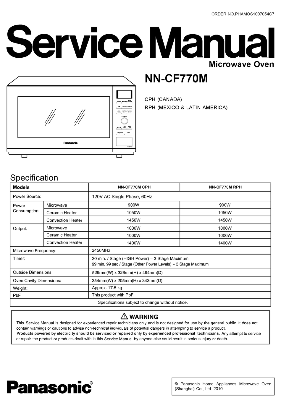 PANASONIC NNCF770M CPH SERVICE MANUAL Pdf Download ManualsLib