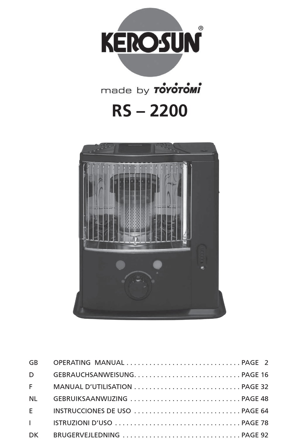 TOYOTOMI KEROSUN RS2200 OPERATING MANUAL Pdf Download ManualsLib