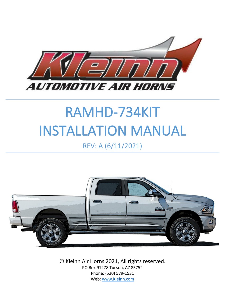 KLEINN AIR HORNS RAMHD734KIT INSTALLATION MANUAL Pdf Download ManualsLib