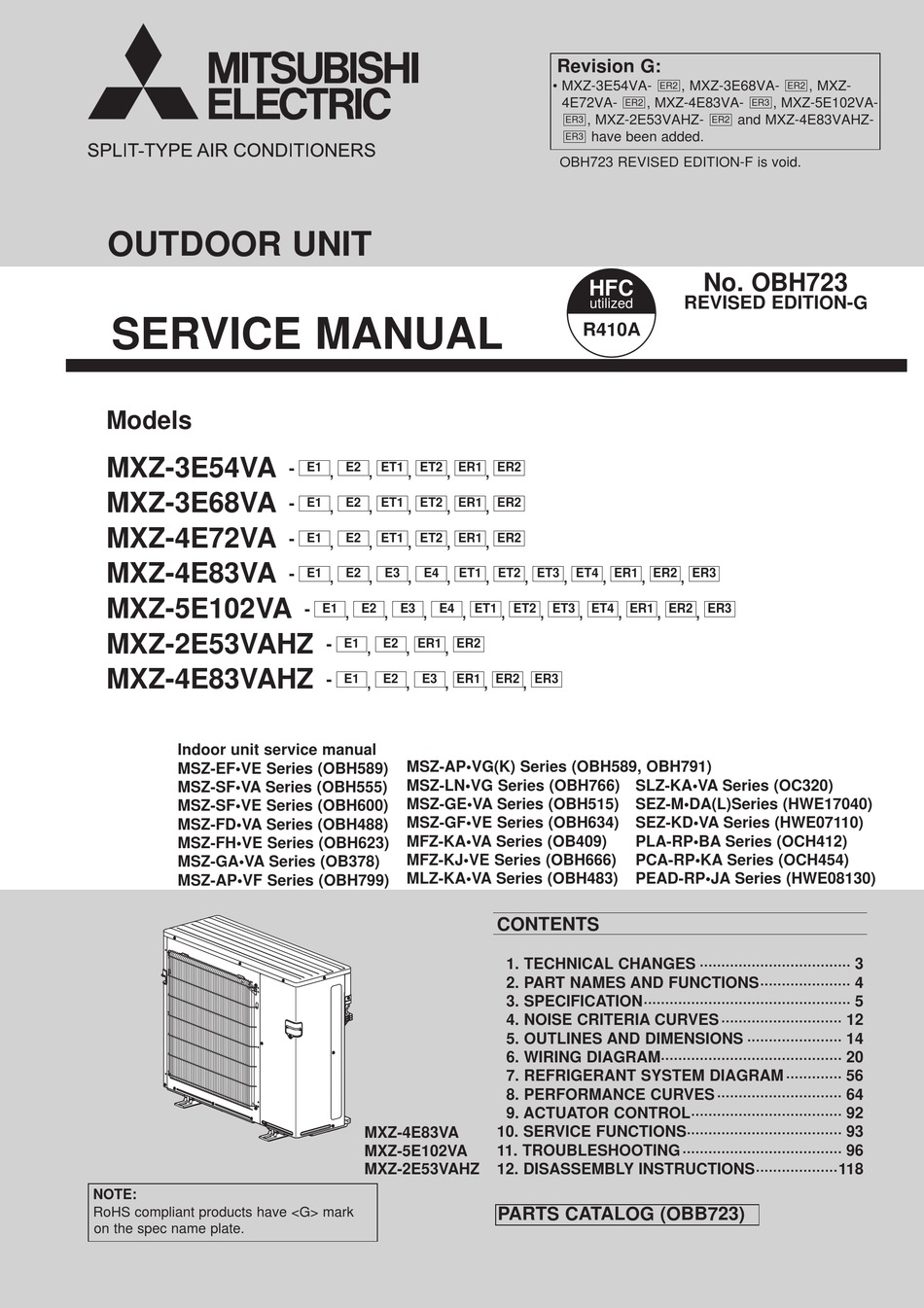 Mitsubishi Electric Mxz 4e72va E1 Service Manual Pdf Download Manualslib