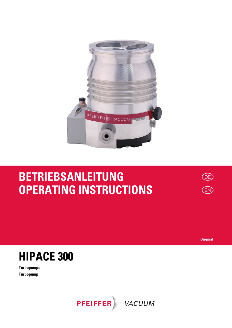 PFEIFFER VACUUM HIPACE 300 OPERATING INSTRUCTIONS MANUAL Pdf Download ...