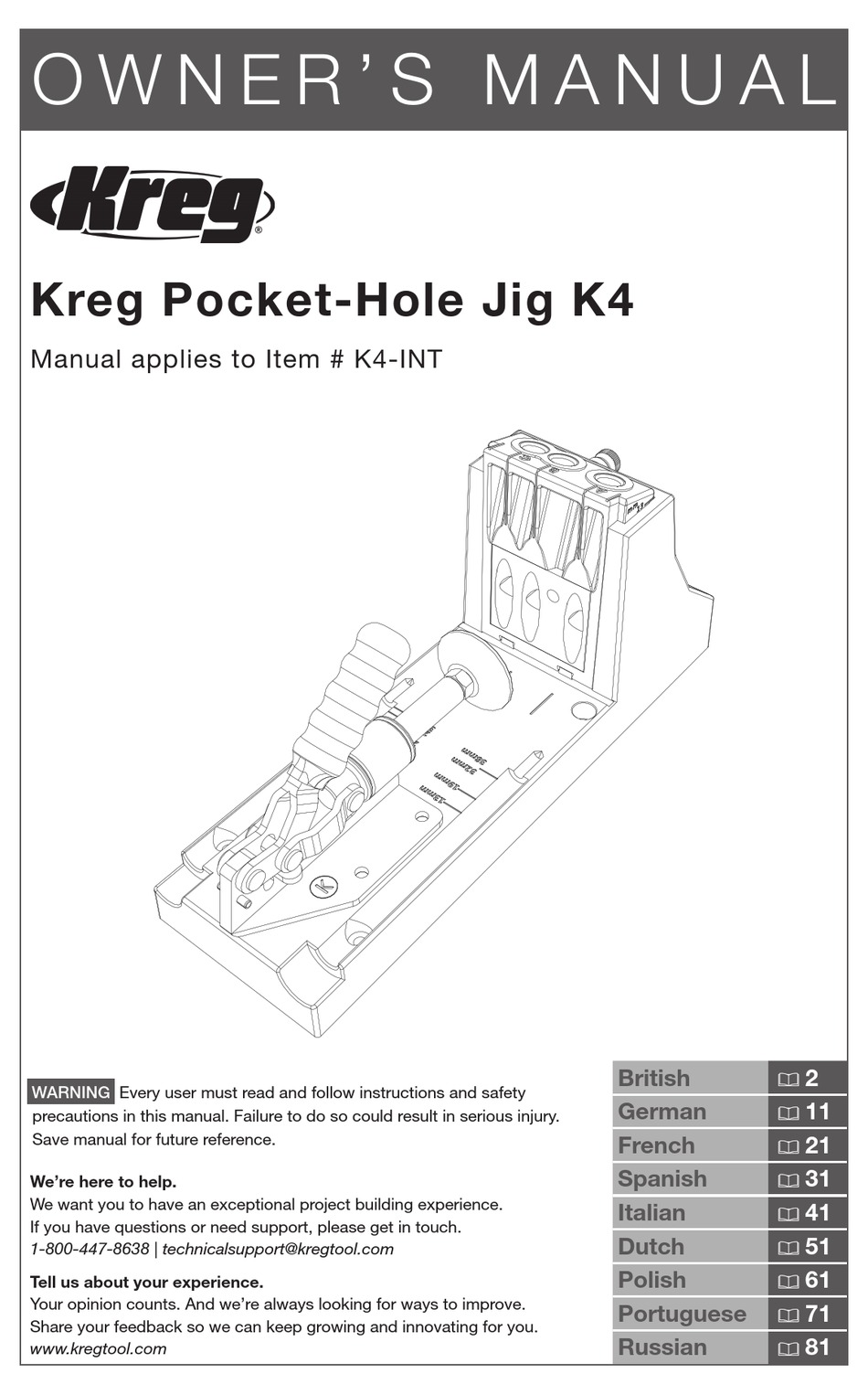 KREG K4 OWNER'S MANUAL Pdf Download ManualsLib