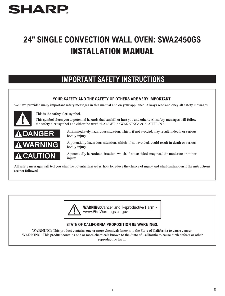 SHARP SWA2450GS INSTALLATION MANUAL Pdf Download | ManualsLib