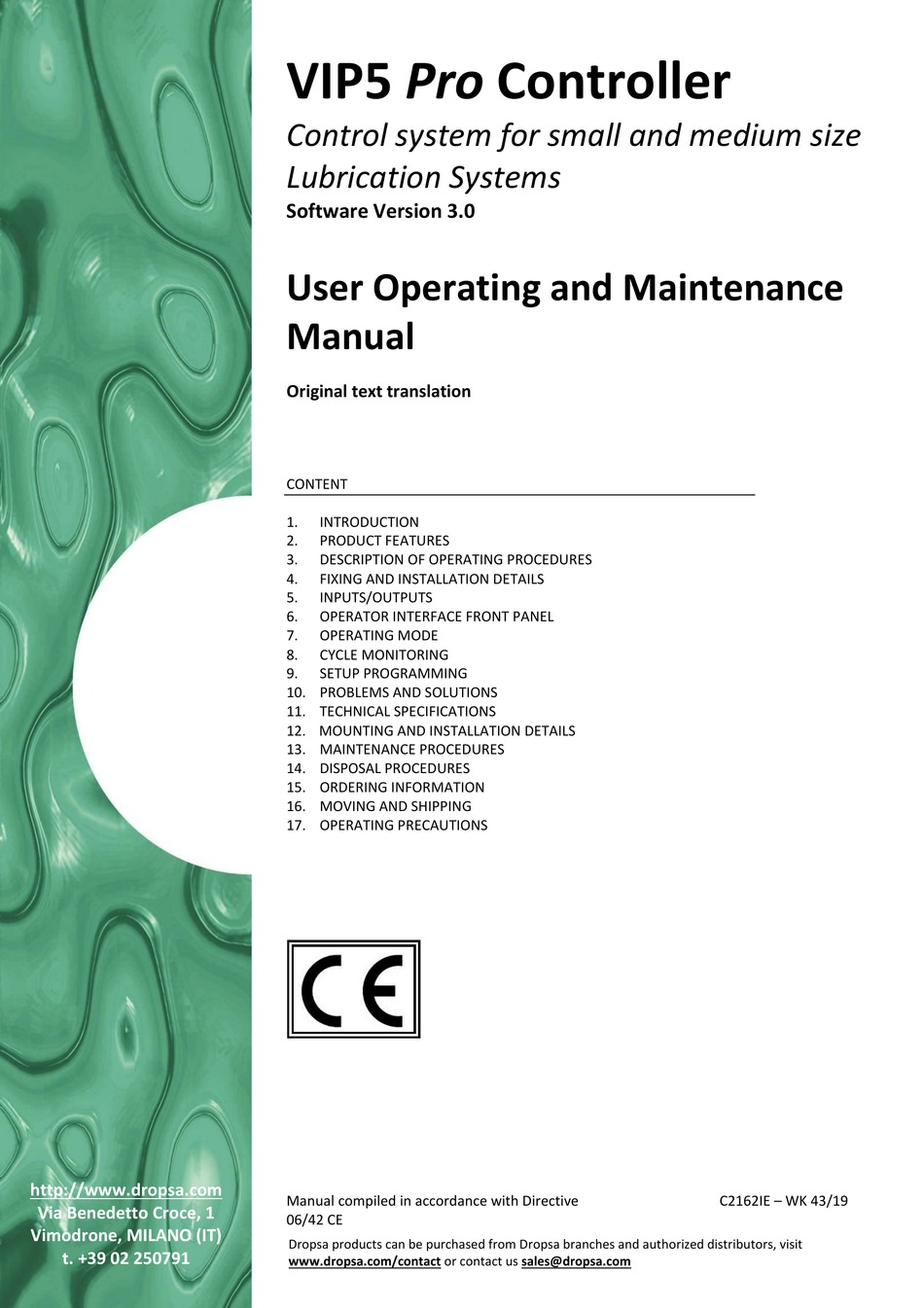 DROPSA VIP5 PRO USER OPERATING AND MAINTENANCE MANUAL Pdf Download