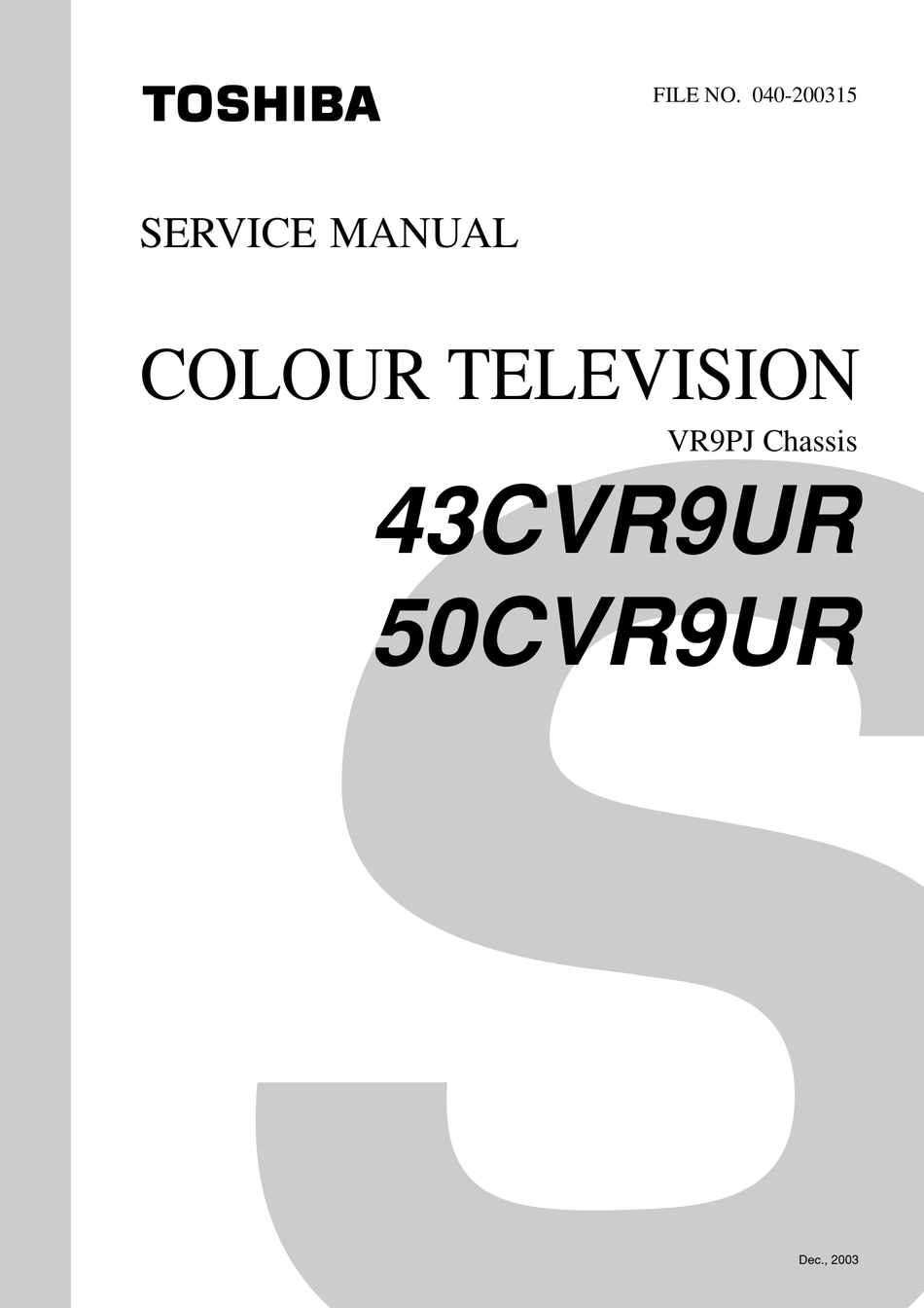 TOSHIBA 43CVR9UR SERVICE MANUAL Pdf Download ManualsLib