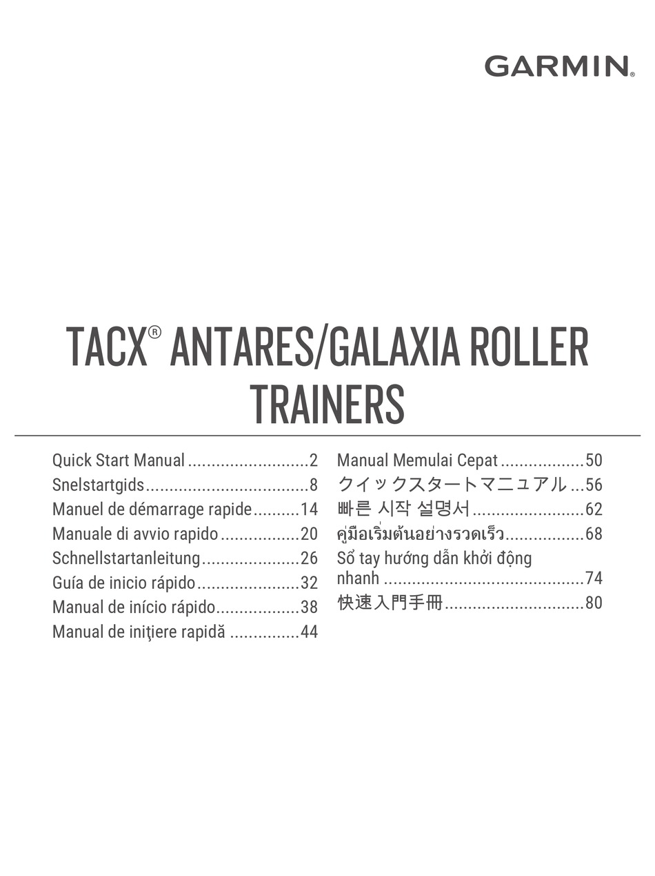 GARMIN TACX ANTARES QUICK START MANUAL Pdf Download ManualsLib