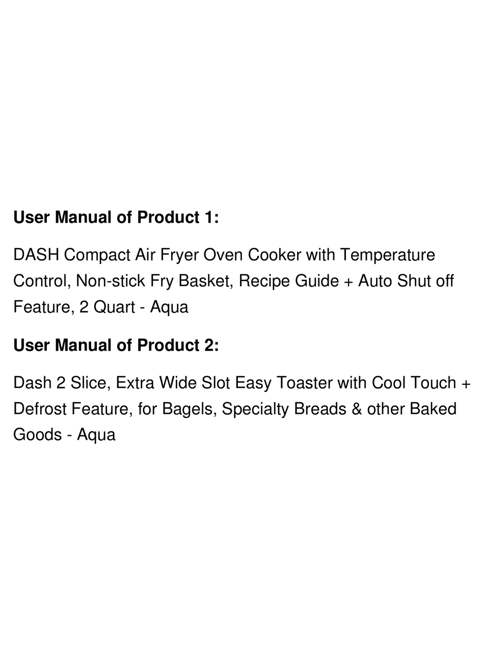 DASH DCAF150 INSTRUCTION MANUAL Pdf Download ManualsLib