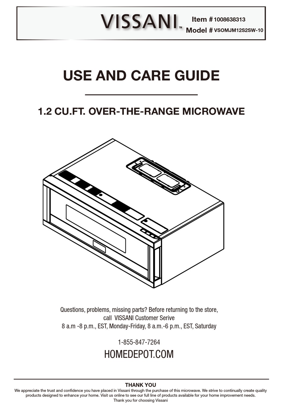 VISSANI VSOMJM12S2SW10 USE AND CARE MANUAL Pdf Download ManualsLib